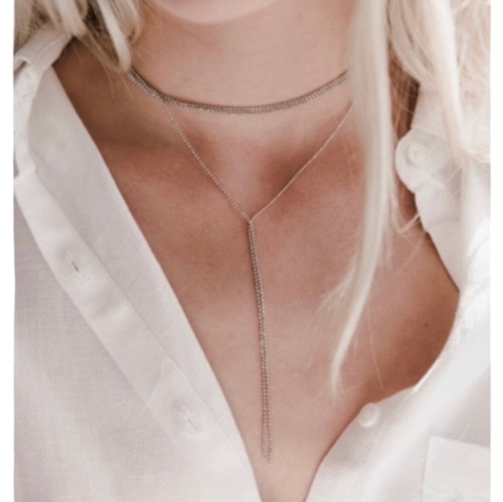8 Other Reasons‎ Nine Lives Choker in Rhodium Silver Tone Layered Look NWT